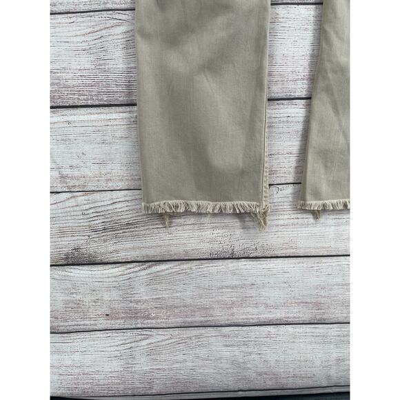 Risen Distressed Bootcut Jeans Women's Size 0/24 Tan/Beige Stretch - Picture 15 of 16